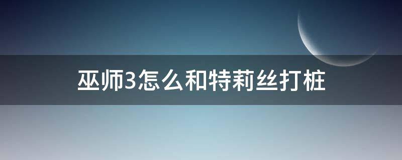 巫师3怎么和特莉丝打桩 巫师3薇丝打桩