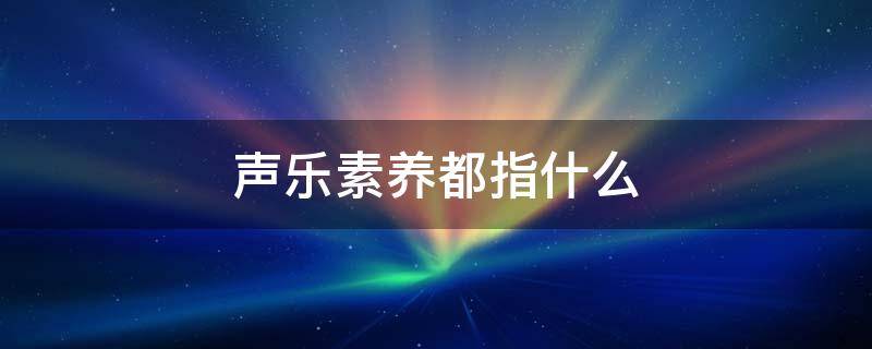 声乐素养都指什么（音乐素养是指什么）