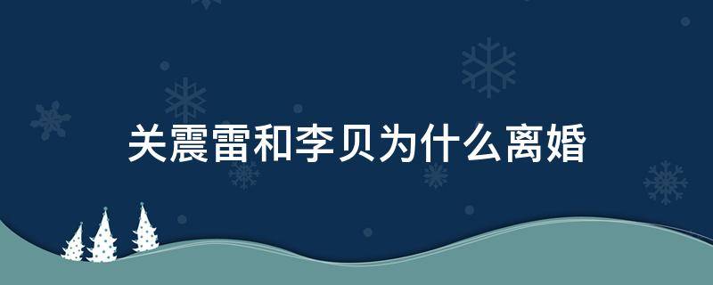 关震雷和李贝为什么离婚 李贝关震雷大结局复婚了吗