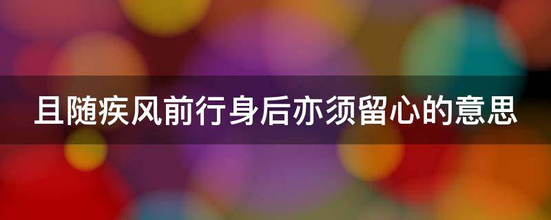 且随疾风前行身后亦须留心的意思 且随疾风前行是什么意思