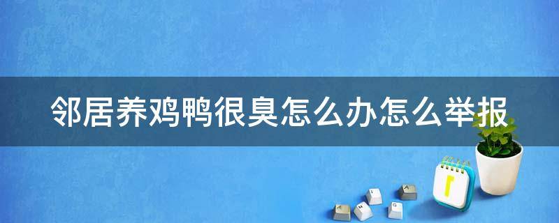 邻居养鸡鸭很臭怎么办怎么举报（无色无味能毒死鸡的药）