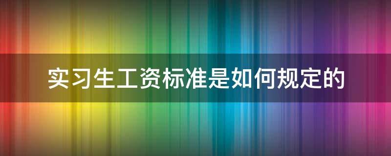 实习生工资标准是如何规定的