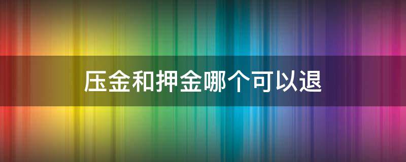 压金和押金哪个可以退（压金和押金可以退吗）