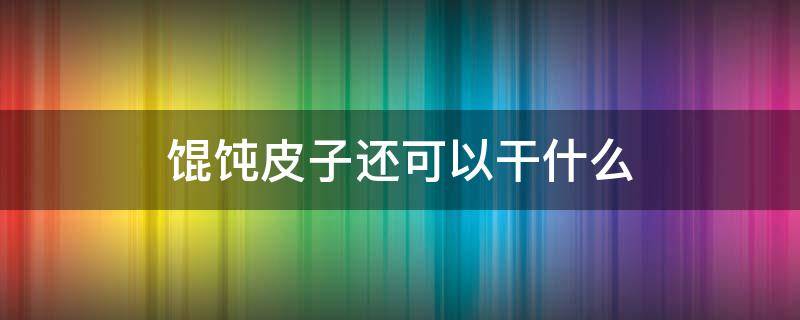 馄饨皮子还可以干什么 馄饨皮子可以做什么