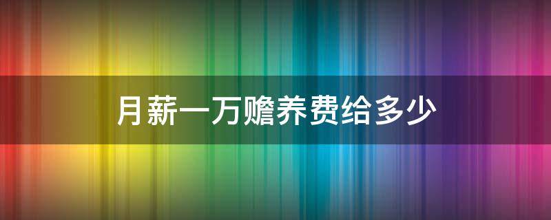 月薪一万赡养费给多少（赡养费一个月给多少钱）