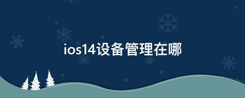 ios14设备管理在哪（ios14设备管理在哪儿）