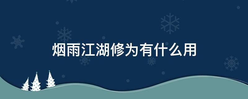 烟雨江湖修为有什么用（烟雨江湖的修为有什么用）