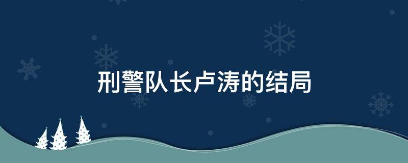 刑警队长卢涛的结局 刑警队长卢涛第几集搬出去的