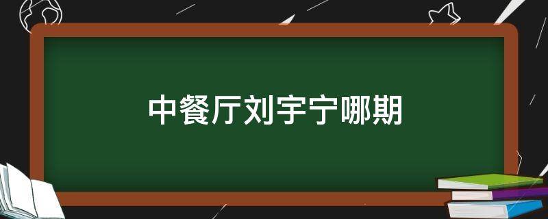 中餐厅刘宇宁哪期（中餐厅刘宇宁哪一期）