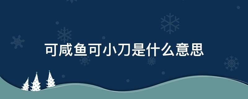 可咸鱼可小刀是什么意思（闲鱼里的可小刀是什么意思）