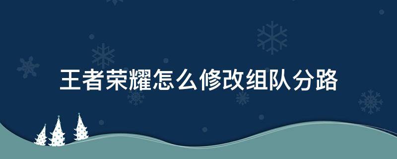 王者荣耀怎么修改组队分路 王者荣耀分路怎么设置