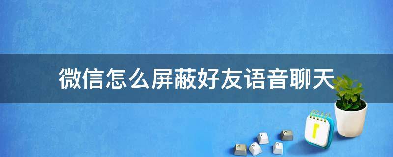 微信怎么屏蔽好友语音聊天（微信如何屏蔽语音聊天）