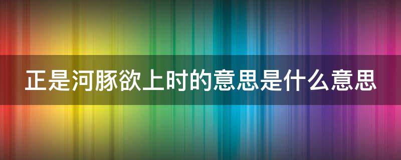 正是河豚欲上时的意思是什么意思（正是河豚欲上时上一句是）