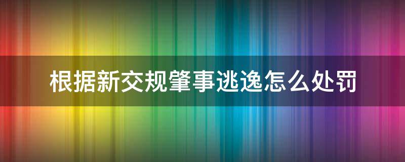 根据新交规肇事逃逸怎么处罚（一般肇事逃逸怎么处罚新交规）