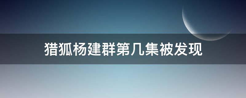 猎狐杨建群第几集被发现 猎狐分集剧情介绍杨建群结局