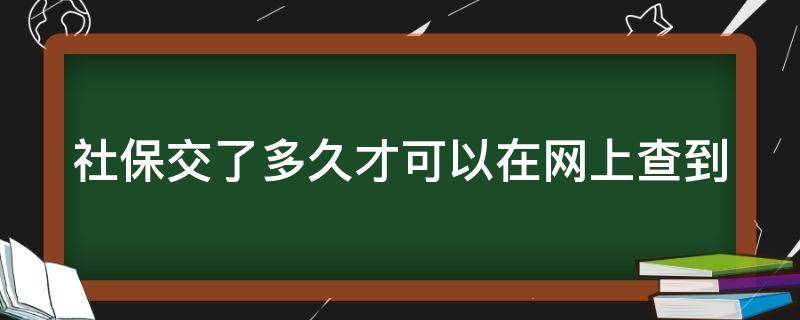 社保交了多久才可以在网上查到 社保交了多久能在网上查到