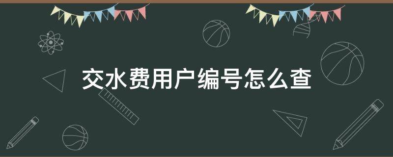 交水费用户编号怎么查（交水费编号怎么查询系统）