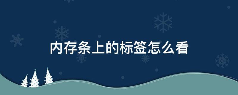 内存条上的标签怎么看 内存条上的标签怎么看频率