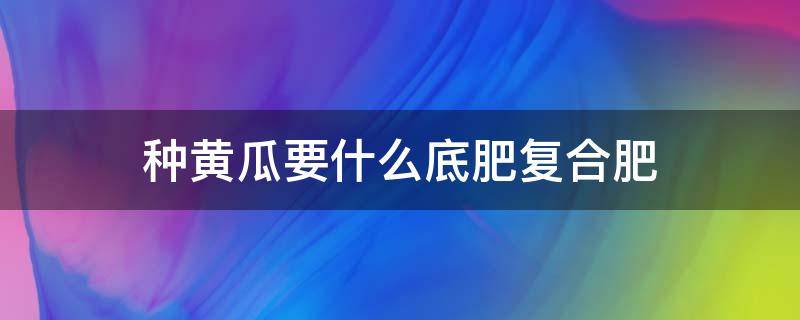 种黄瓜要什么底肥复合肥 种黄瓜用什么底肥