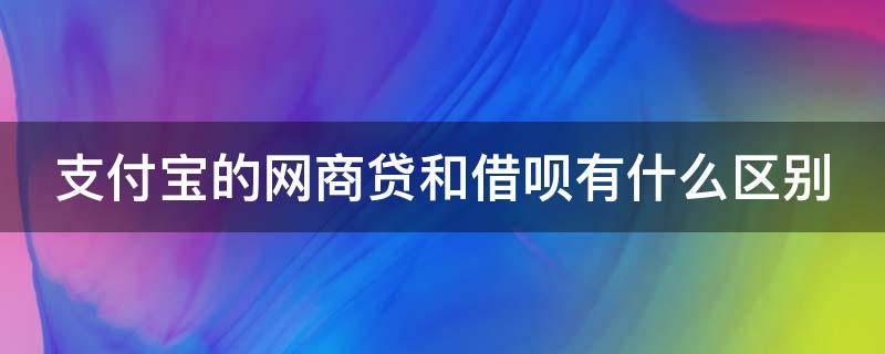 支付宝的网商贷和借呗有什么区别（支付宝网商贷跟借呗一样吗）