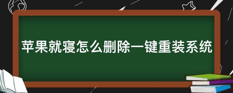 苹果就寝怎么删除一键重装系统 iphone怎么删掉就寝