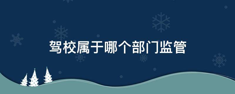 驾校属于哪个部门监管（驾校有监管部门吗）