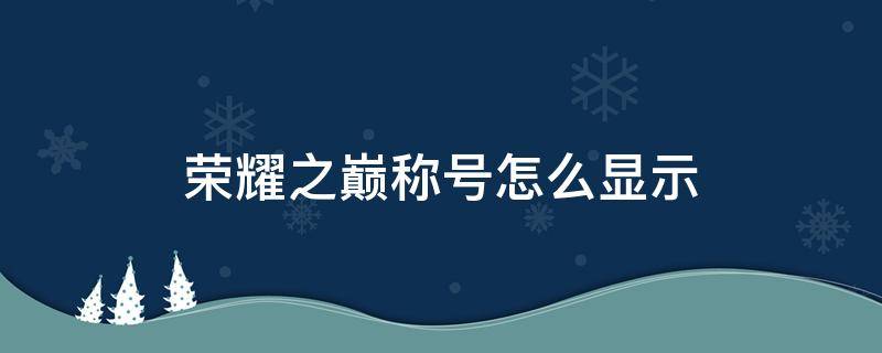 荣耀之巅称号怎么显示 荣耀巅峰王者称号怎么显示