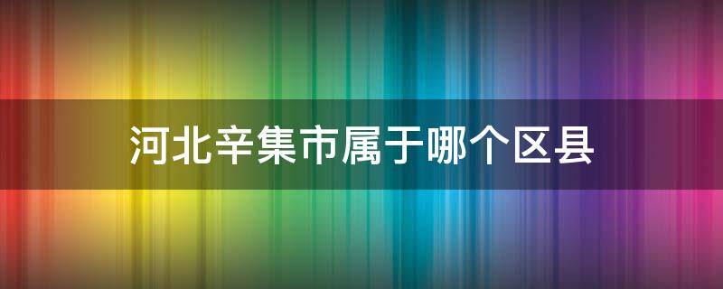 河北辛集市属于哪个区县（辛集市属于哪个县市）