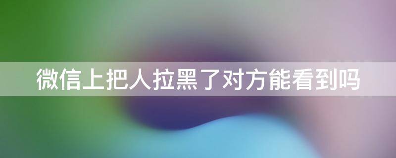 微信上把人拉黑了对方能看到吗 微信上把人拉黑了对方能看到吗