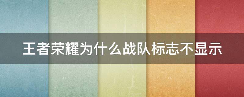 王者荣耀为什么战队标志不显示（为啥王者战队的标志显示不出来）