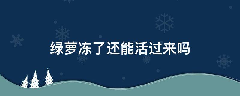 绿萝冻了还能活过来吗 绿萝上冻了还能活吗