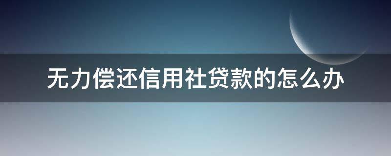 无力偿还信用社贷款的怎么办（信用社贷款无法偿还怎么办）