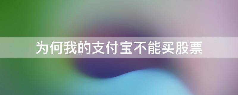 为何我的支付宝不能买股票 支付宝不能买股票了