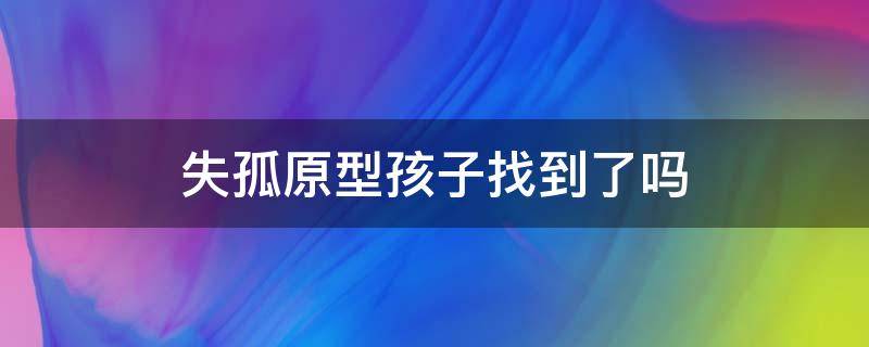 失孤原型孩子找到了吗（失孤原型孩子找到了吗在什么地方）