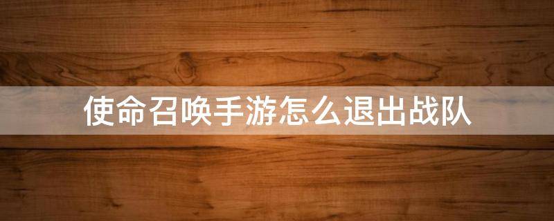 使命召唤手游怎么退出战队 使命召唤手游国服怎么退出战队