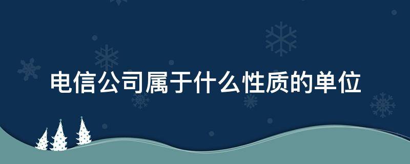 电信公司属于什么性质的单位（电信是公司还是单位）