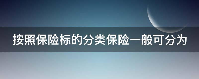 按照保险标的分类保险一般可分为 按照保险标的分类保险一般可分为哪几类