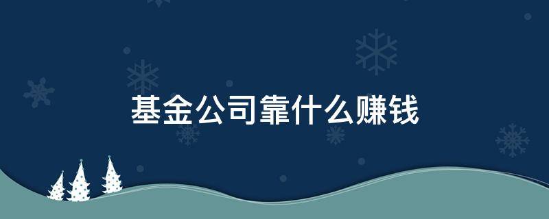 基金公司靠什么赚钱（基金公司赚谁的钱）