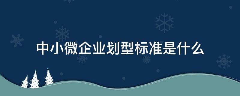 中小微企业划型标准是什么（大中小微企业划型标准）