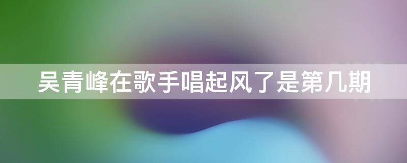 吴青峰在歌手唱起风了是第几期（吴青峰唱起风了是歌手哪一期）