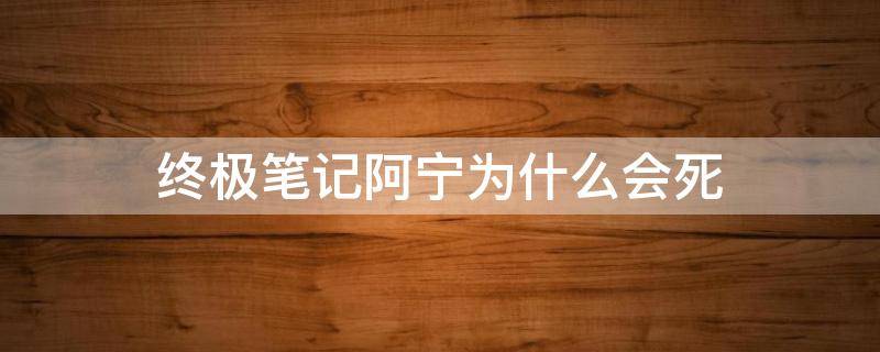 终极笔记阿宁为什么会死 终极笔记阿宁为什么死了