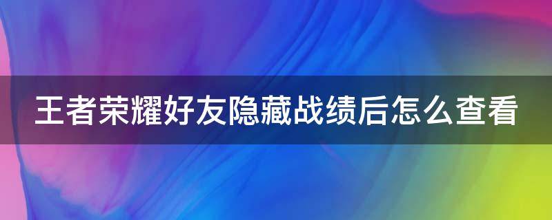 王者荣耀好友隐藏战绩后怎么查看 王者荣耀里好友隐藏战绩后怎么查看