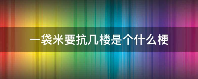 一袋米要抗几楼是个什么梗 一袋米要抗几楼是个什么梗日语