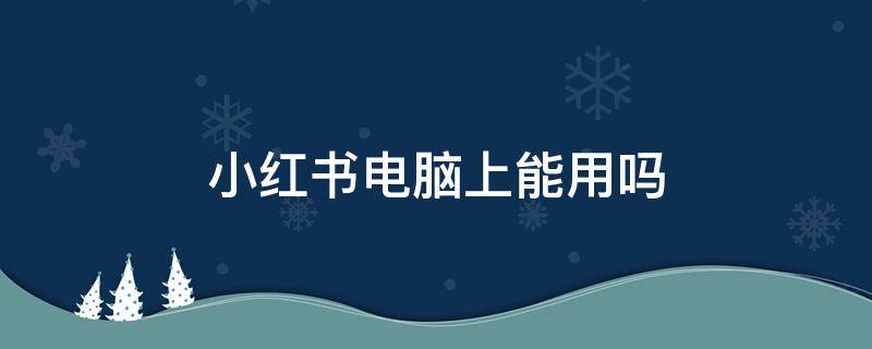 小红书电脑上能用吗 电脑可以使用小红书吗