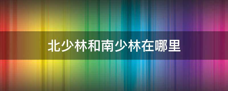 北少林和南少林在哪里（南少林与北少林什么关系）