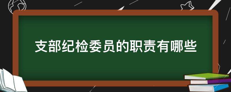 支部纪检委员的职责有哪些（支部纪检委员的工作有哪些）