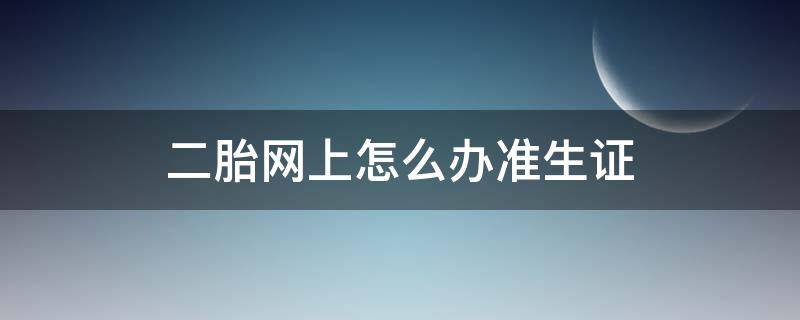 二胎网上怎么办准生证（生二胎网上怎么办准生证）