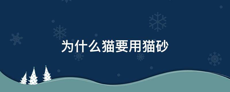 为什么猫要用猫砂（为什么猫要用猫砂盆?）