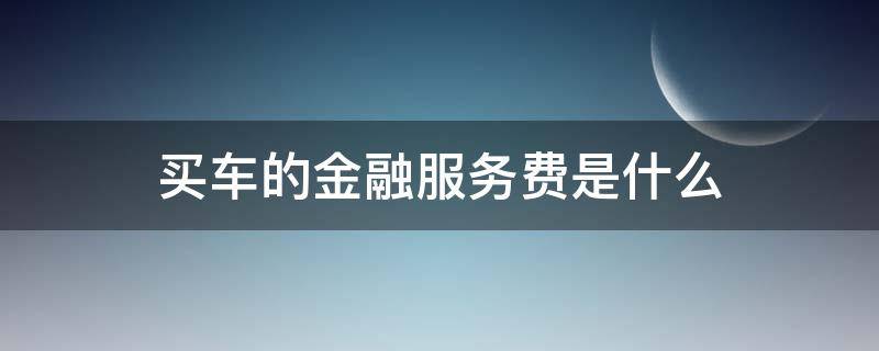 买车的金融服务费是什么 买车的时候金融服务费是啥