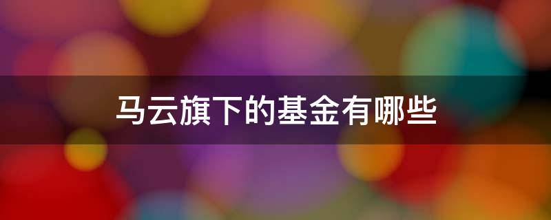 马云旗下的基金有哪些 马云旗下的股票和基金有哪些